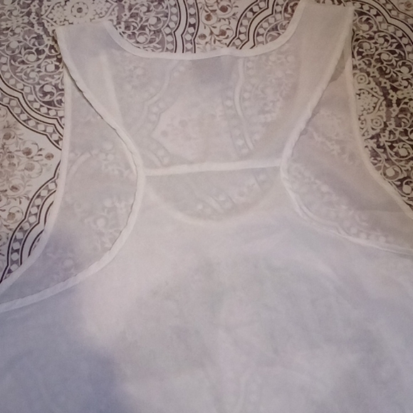 WHITE sheer sleeveless top - Picture 6 of 11
